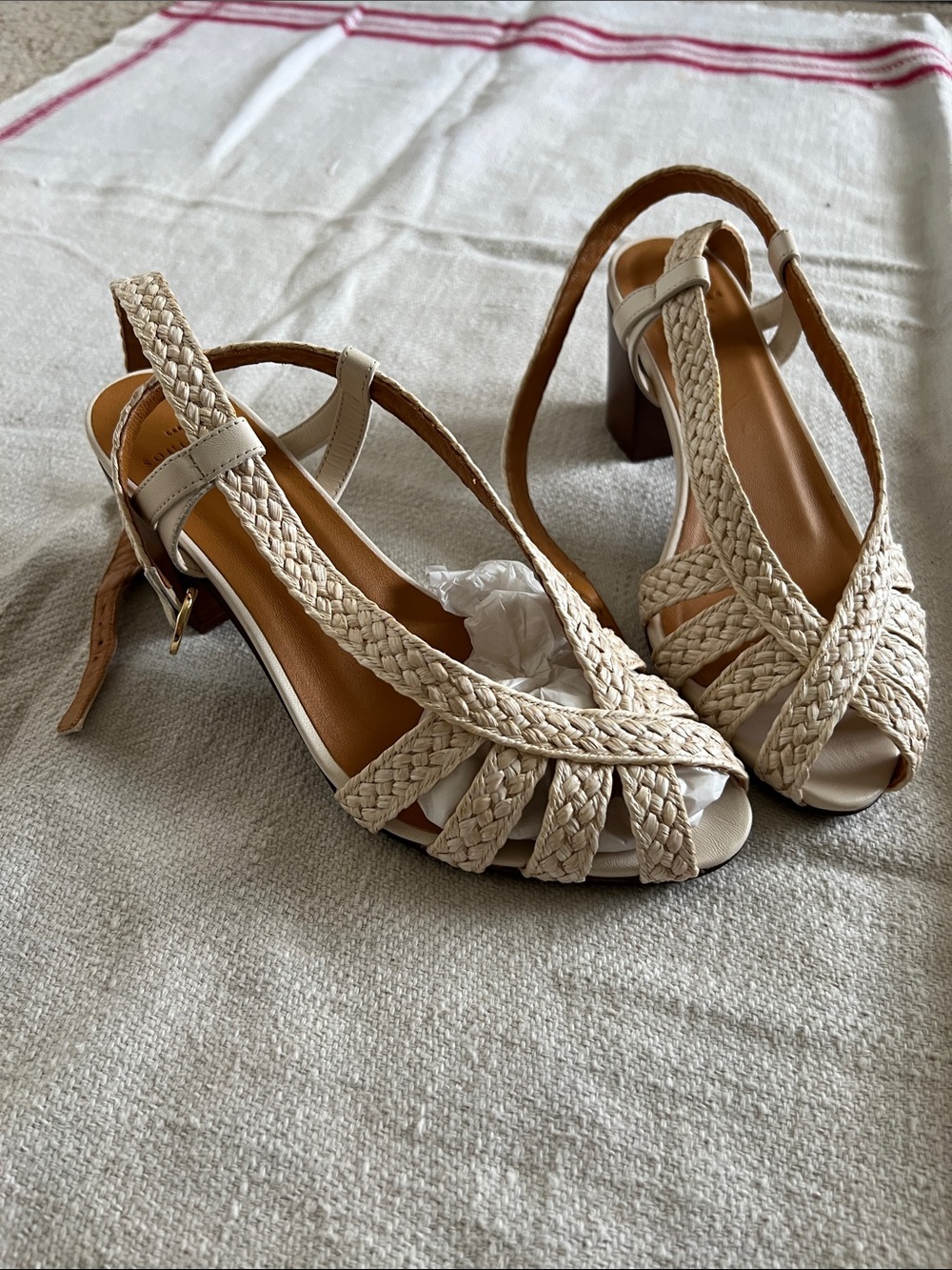 Sezane Natacha Sandals Woven Raffia - Size 8
